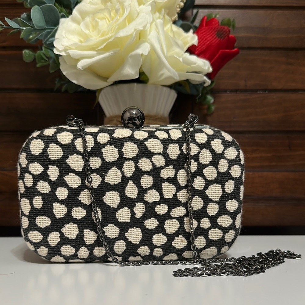 Chic Black and White Polka Dot Clutch